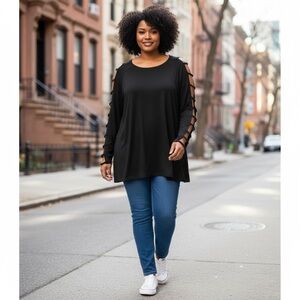 Open Sleeve Black Top
New